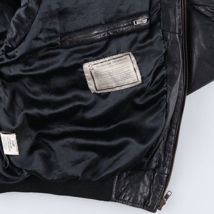 MODIANO Leather Blouson, Men's Size L (approx.) Genuine Leather Sheepskin black type Vintage Second Hand