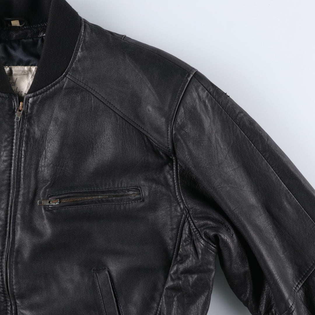 MODIANO Leather Blouson, Men's Size L (approx.) Genuine Leather Sheepskin black type Vintage Second Hand