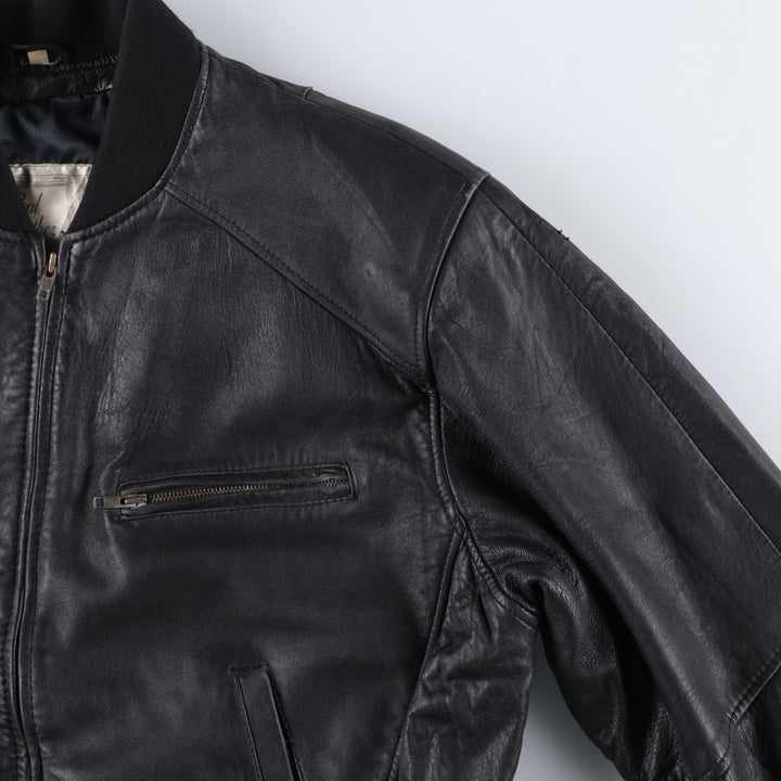 MODIANO Leather Blouson, Men's Size L (approx.) Genuine Leather Sheepskin black type Vintage Second Hand
