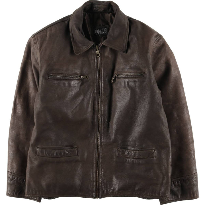 APPEL'S Padded Leather Sports Jacket, Men's Size L (equivalent) genuine leather brown type Vintage Second Hand