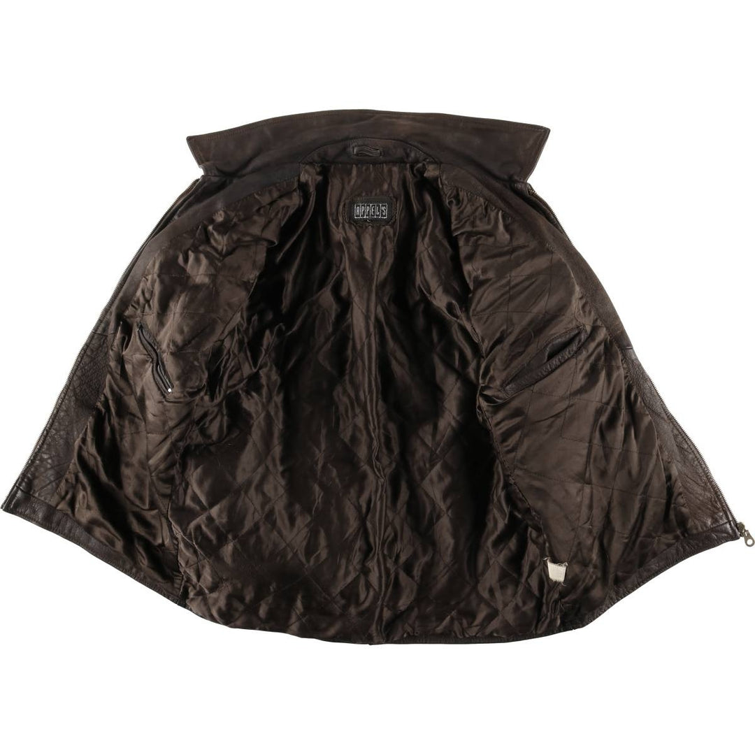 APPEL'S Padded Leather Sports Jacket, Men's Size L (equivalent) genuine leather brown type Vintage Second Hand