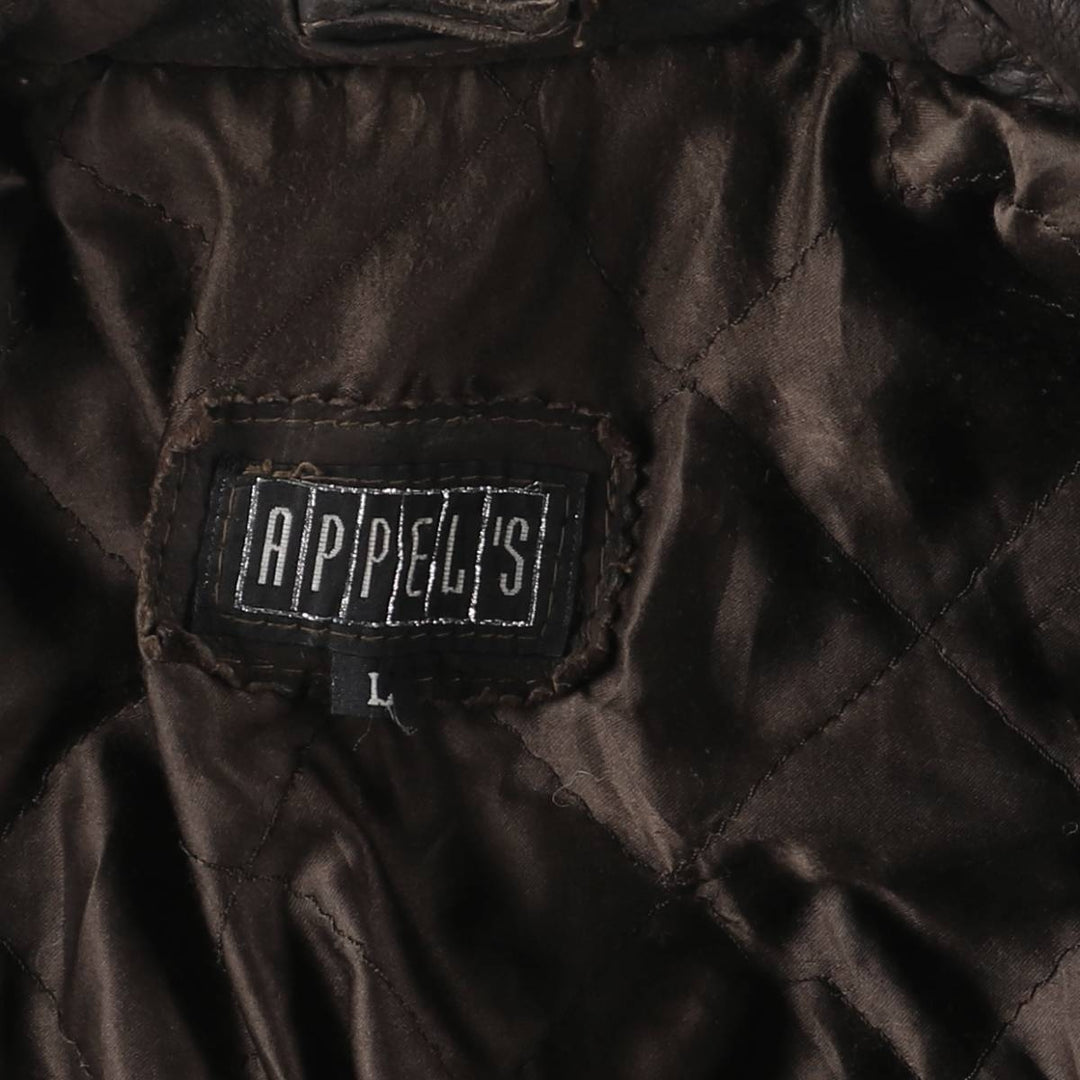 APPEL'S Padded Leather Sports Jacket, Men's Size L (equivalent) genuine leather brown type Vintage Second Hand