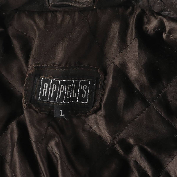 APPEL'S Padded Leather Sports Jacket, Men's Size L (equivalent) genuine leather brown type Vintage Second Hand