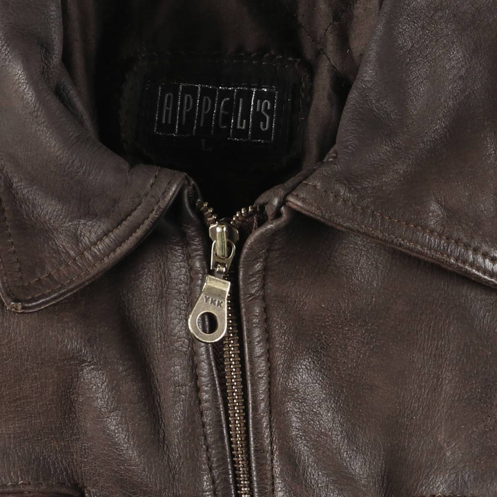 APPEL'S Padded Leather Sports Jacket, Men's Size L (equivalent) genuine leather brown type Vintage Second Hand