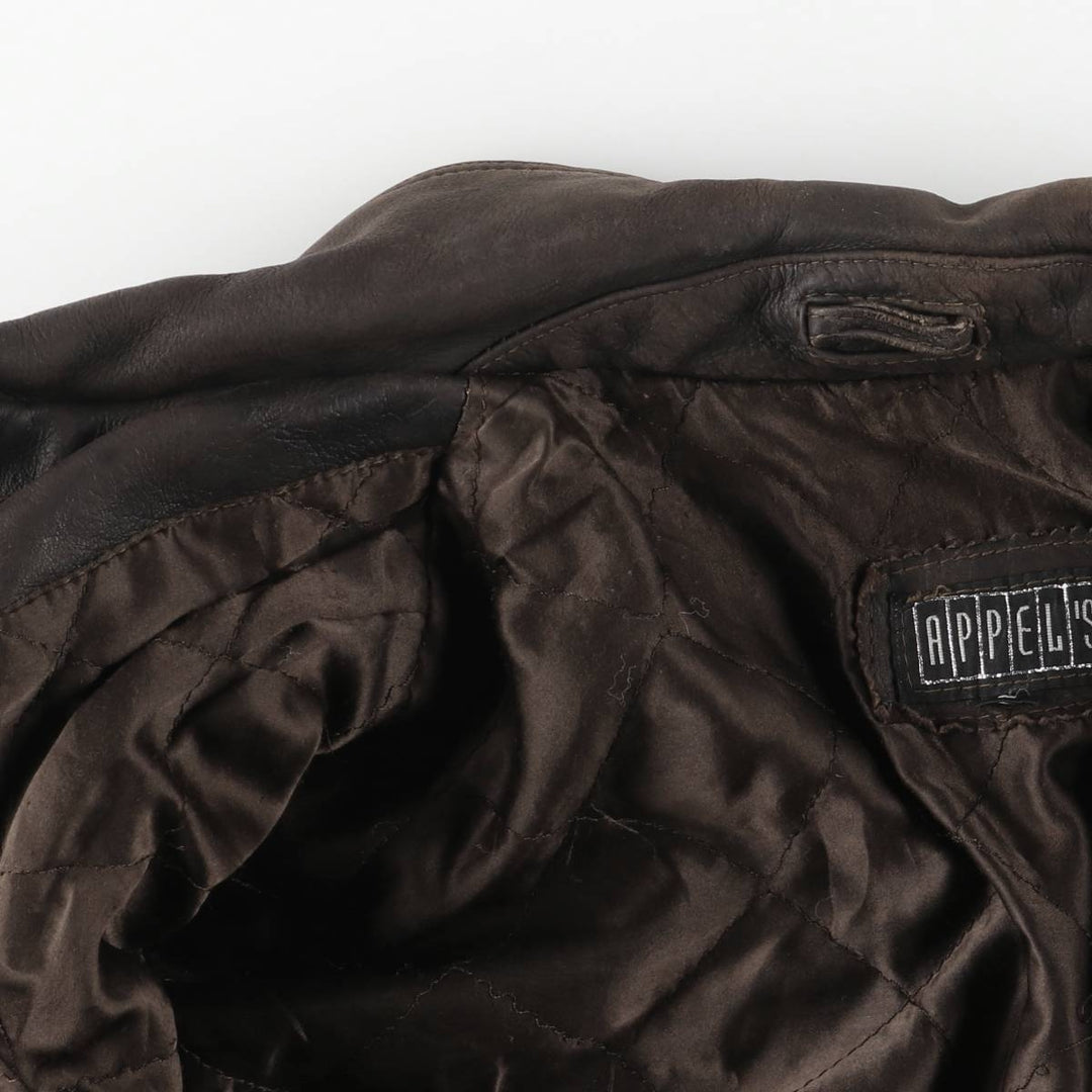 APPEL'S Padded Leather Sports Jacket, Men's Size L (equivalent) genuine leather brown type Vintage Second Hand