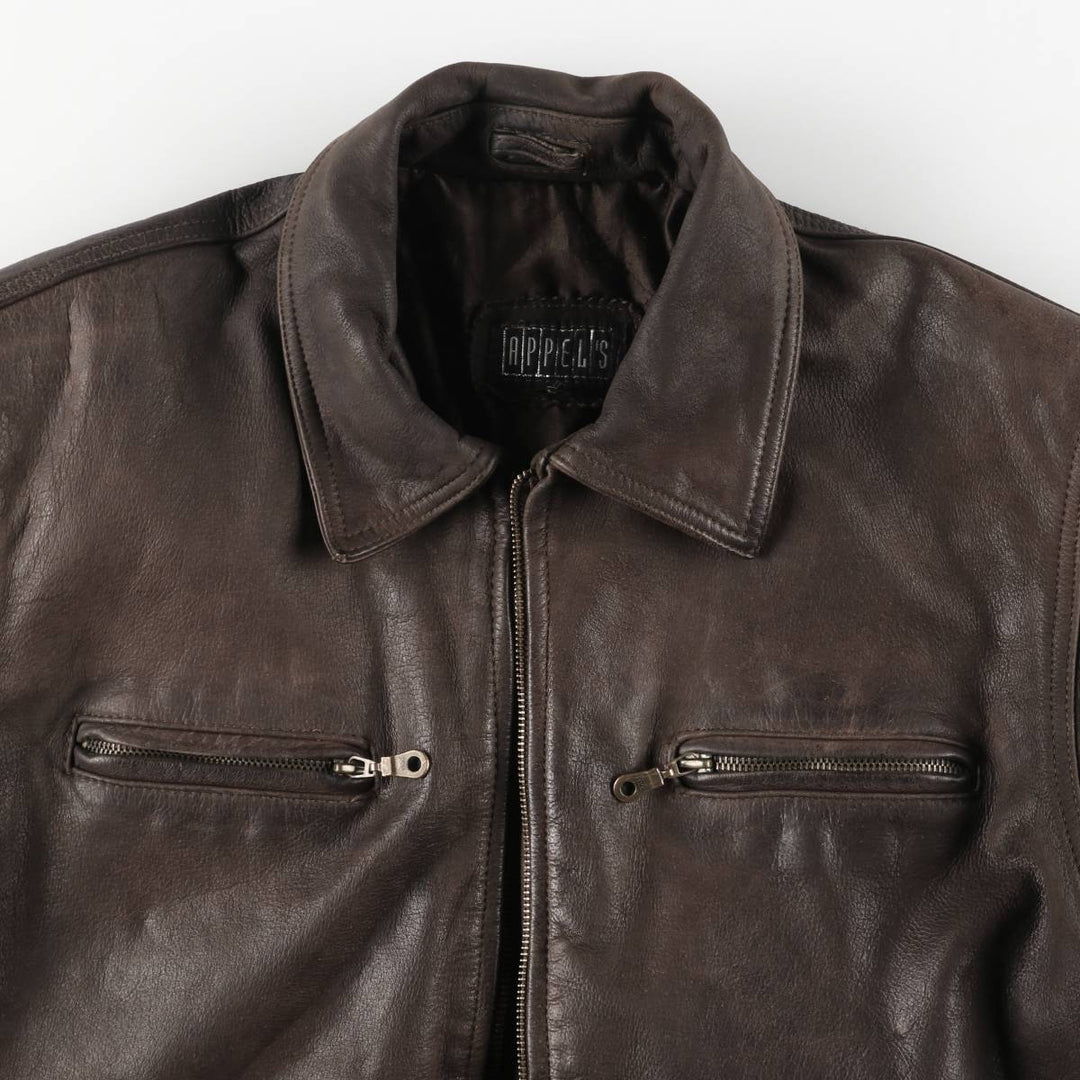 APPEL'S Padded Leather Sports Jacket, Men's Size L (equivalent) genuine leather brown type Vintage Second Hand