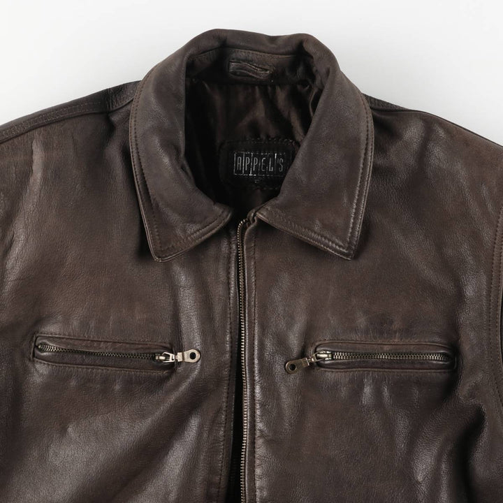 APPEL'S Padded Leather Sports Jacket, Men's Size L (equivalent) genuine leather brown type Vintage Second Hand