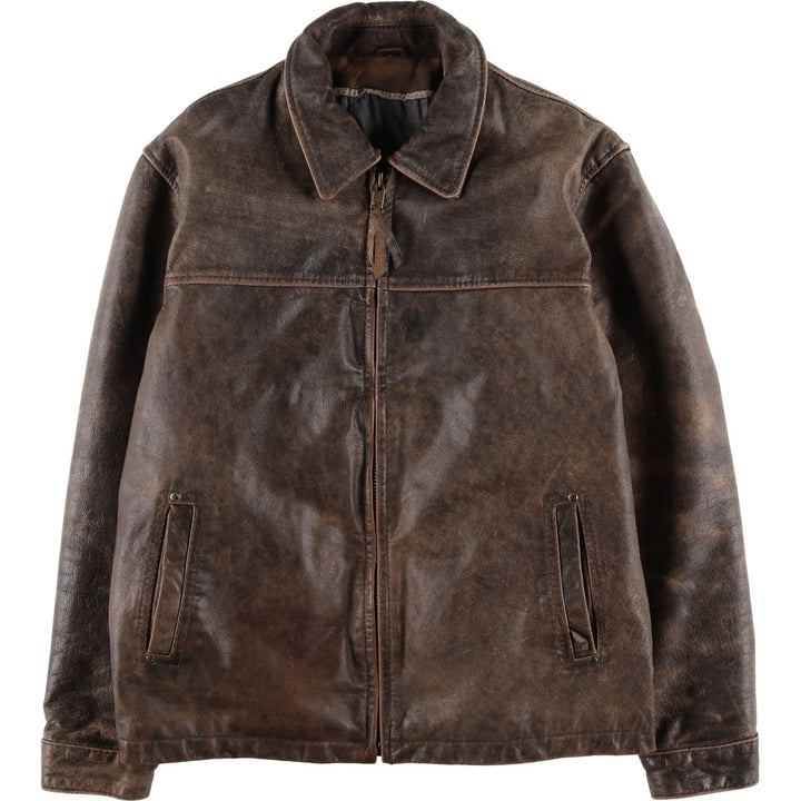 STS RANCHWEAR Swing Top Type Padded Leather Blouson, Men's Size L (approx.) unclear brown type Vintage Second Hand