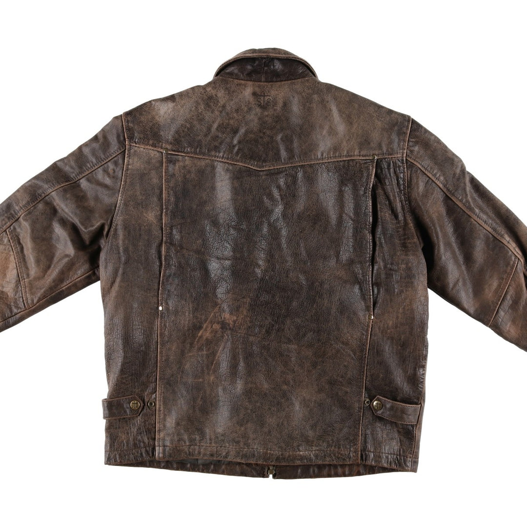 STS RANCHWEAR Swing Top Type Padded Leather Blouson, Men's Size L (approx.) unclear brown type Vintage Second Hand