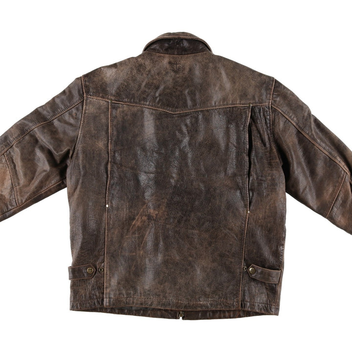 STS RANCHWEAR Swing Top Type Padded Leather Blouson, Men's Size L (approx.) unclear brown type Vintage Second Hand