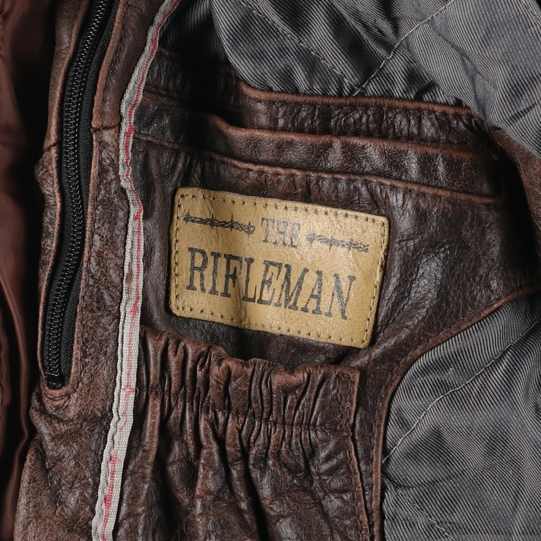 STS RANCHWEAR Swing Top Type Padded Leather Blouson, Men's Size L (approx.) unclear brown type Vintage Second Hand