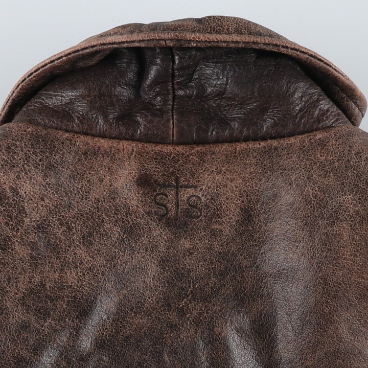 STS RANCHWEAR Swing Top Type Padded Leather Blouson, Men's Size L (approx.) unclear brown type Vintage Second Hand