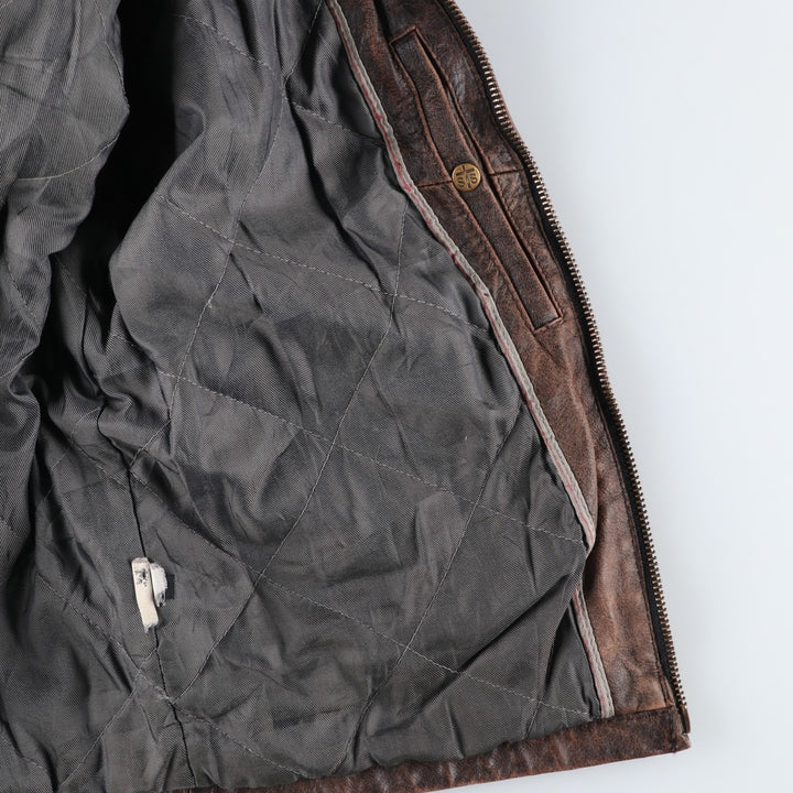 STS RANCHWEAR Swing Top Type Padded Leather Blouson, Men's Size L (approx.) unclear brown type Vintage Second Hand
