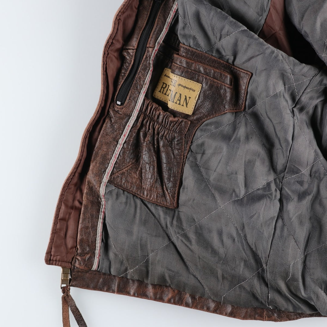 STS RANCHWEAR Swing Top Type Padded Leather Blouson, Men's Size L (approx.) unclear brown type Vintage Second Hand