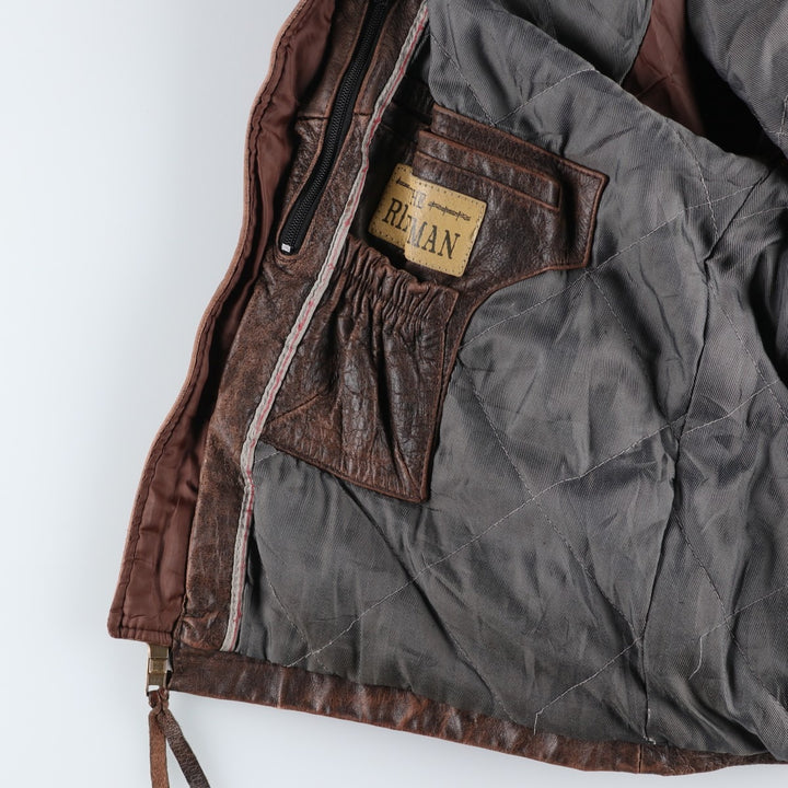 STS RANCHWEAR Swing Top Type Padded Leather Blouson, Men's Size L (approx.) unclear brown type Vintage Second Hand