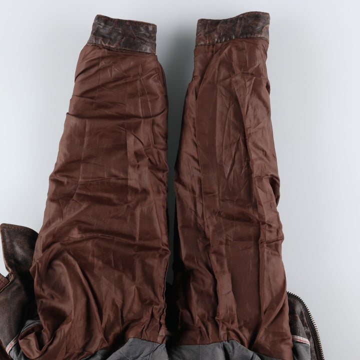 STS RANCHWEAR Swing Top Type Padded Leather Blouson, Men's Size L (approx.) unclear brown type Vintage Second Hand