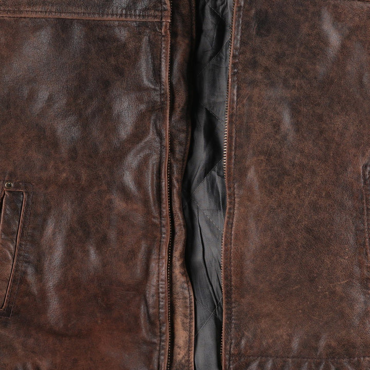 STS RANCHWEAR Swing Top Type Padded Leather Blouson, Men's Size L (approx.) unclear brown type Vintage Second Hand