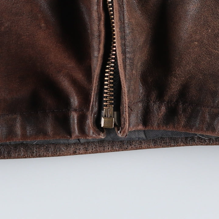 STS RANCHWEAR Swing Top Type Padded Leather Blouson, Men's Size L (approx.) unclear brown type Vintage Second Hand