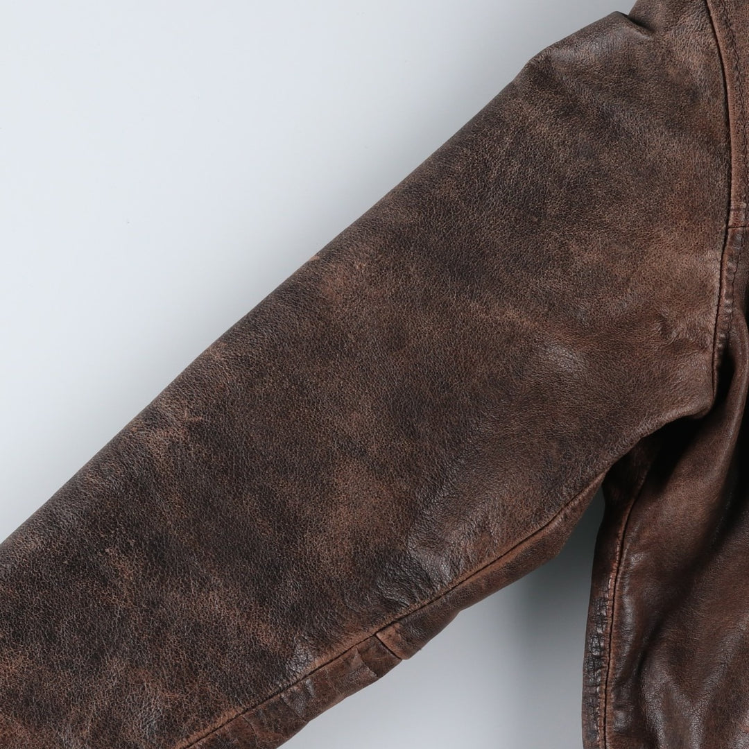 STS RANCHWEAR Swing Top Type Padded Leather Blouson, Men's Size L (approx.) unclear brown type Vintage Second Hand