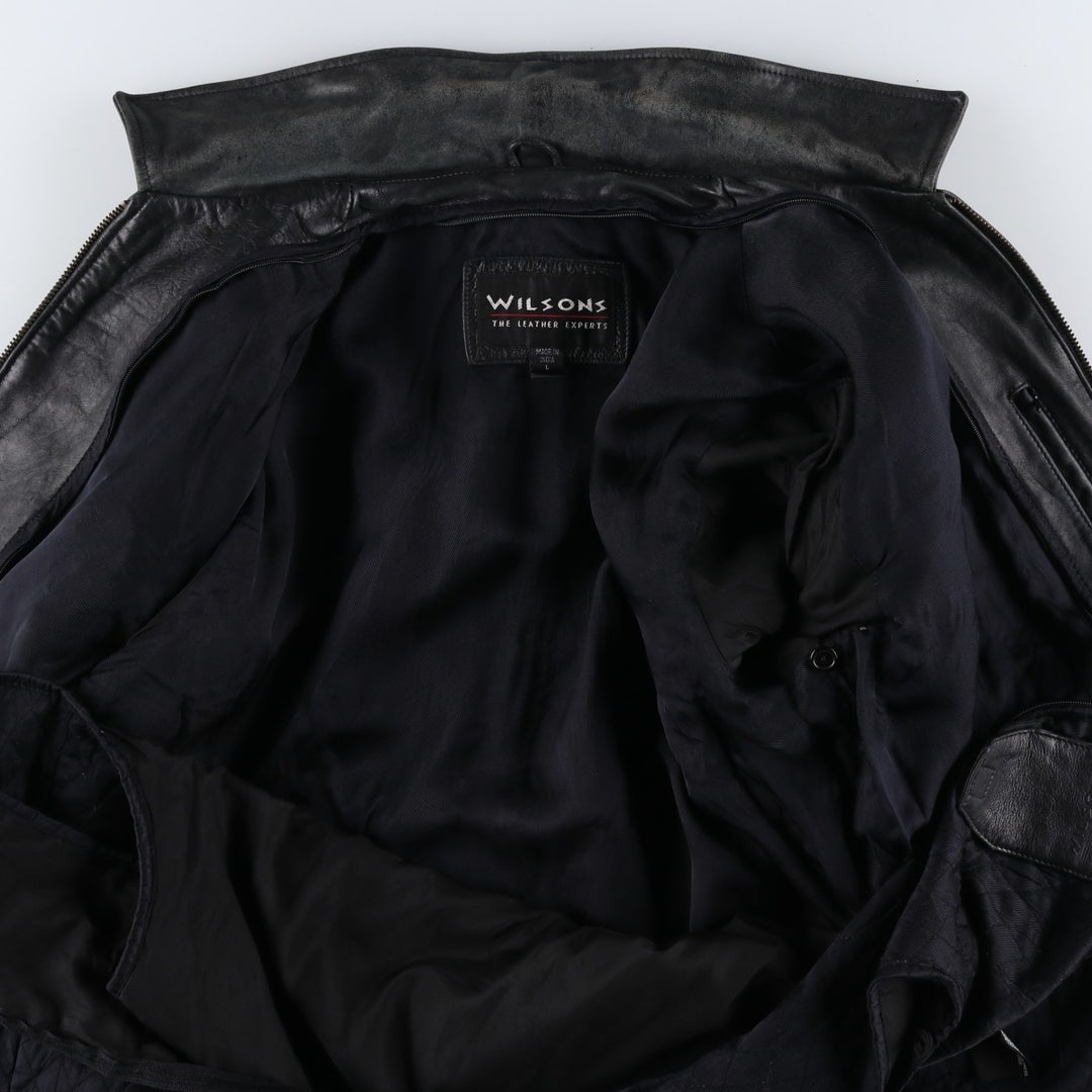 Wilsons Leather Swing Top Padded Leather Blouson, Men's Size L genuine leather black type Vintage Second Hand