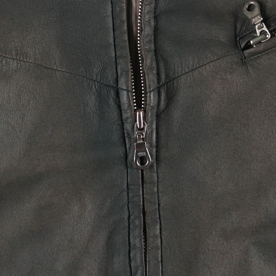 QU DRO sportwear Leather Blouson, Men's Size L (approx.) genuine leather Khaki type Vintage Second Hand