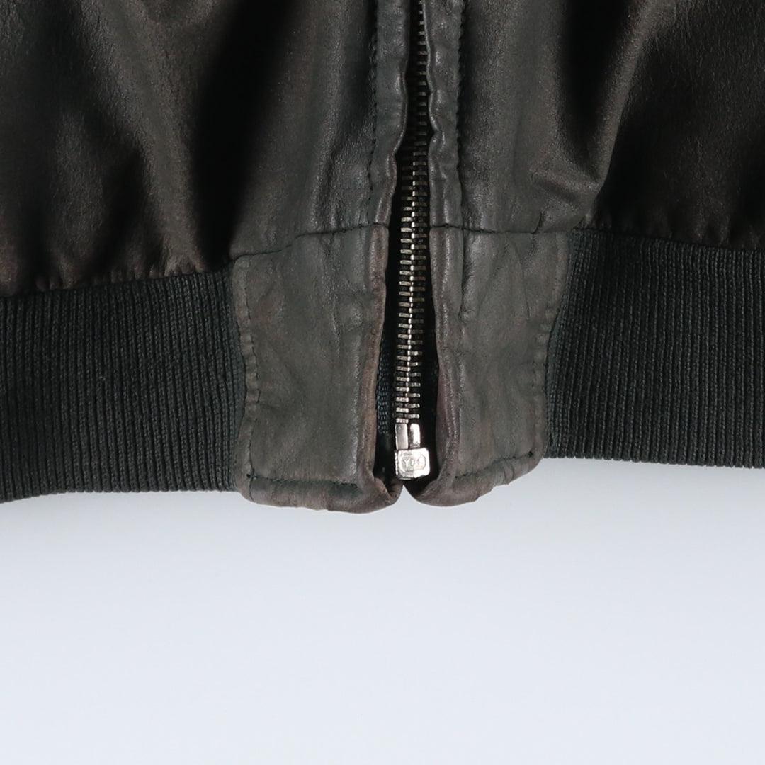 QU DRO sportwear Leather Blouson, Men's Size L (approx.) genuine leather Khaki type Vintage Second Hand