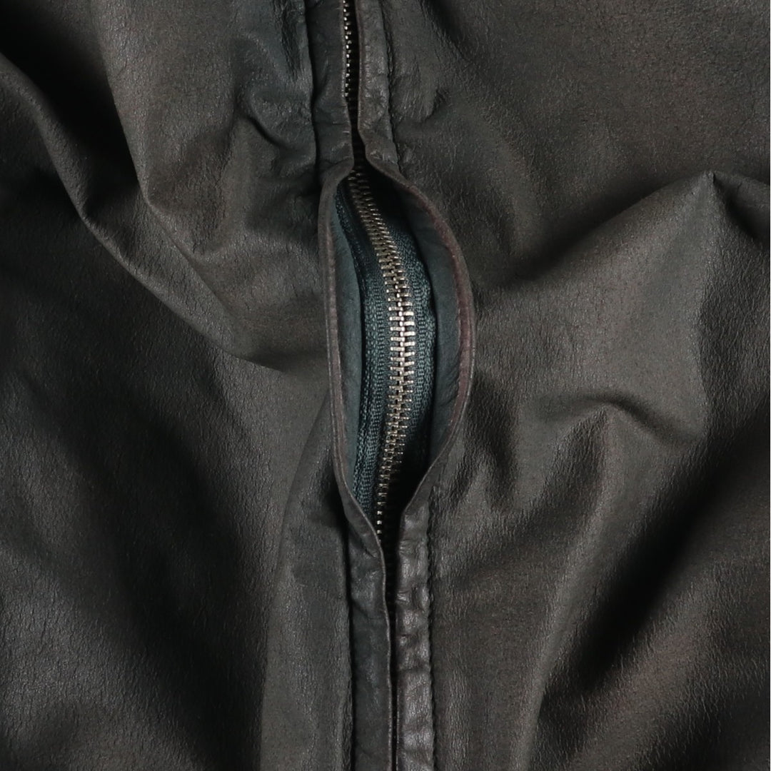 QU DRO sportwear Leather Blouson, Men's Size L (approx.) genuine leather Khaki type Vintage Second Hand