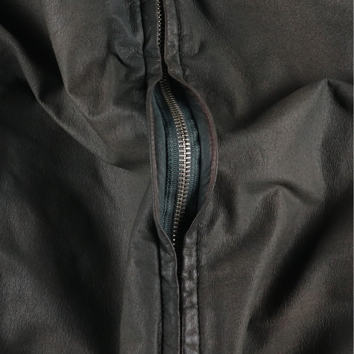 QU DRO sportwear Leather Blouson, Men's Size L (approx.) genuine leather Khaki type Vintage Second Hand