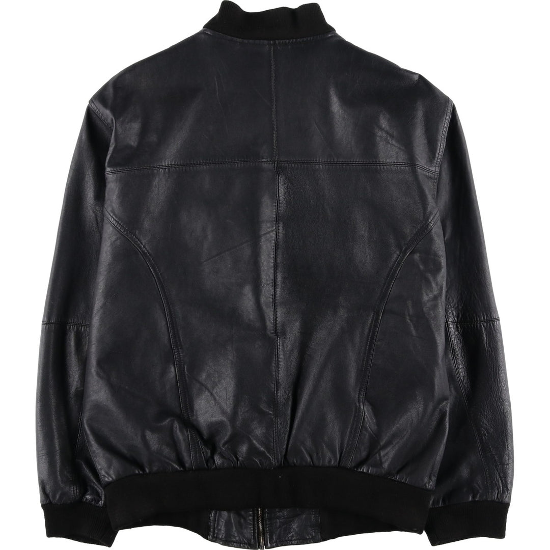 CITY COLLECTION SMOOTH Padded Leather Blouson, Men's Size M (approx.) Genuine Leather Lamb Leather black type Vintage Second Hand