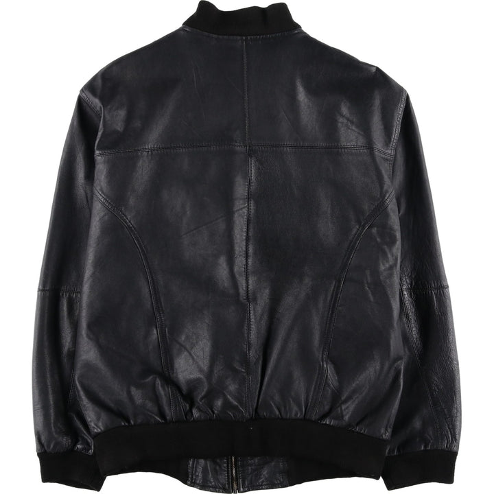 CITY COLLECTION SMOOTH Padded Leather Blouson, Men's Size M (approx.) Genuine Leather Lamb Leather black type Vintage Second Hand