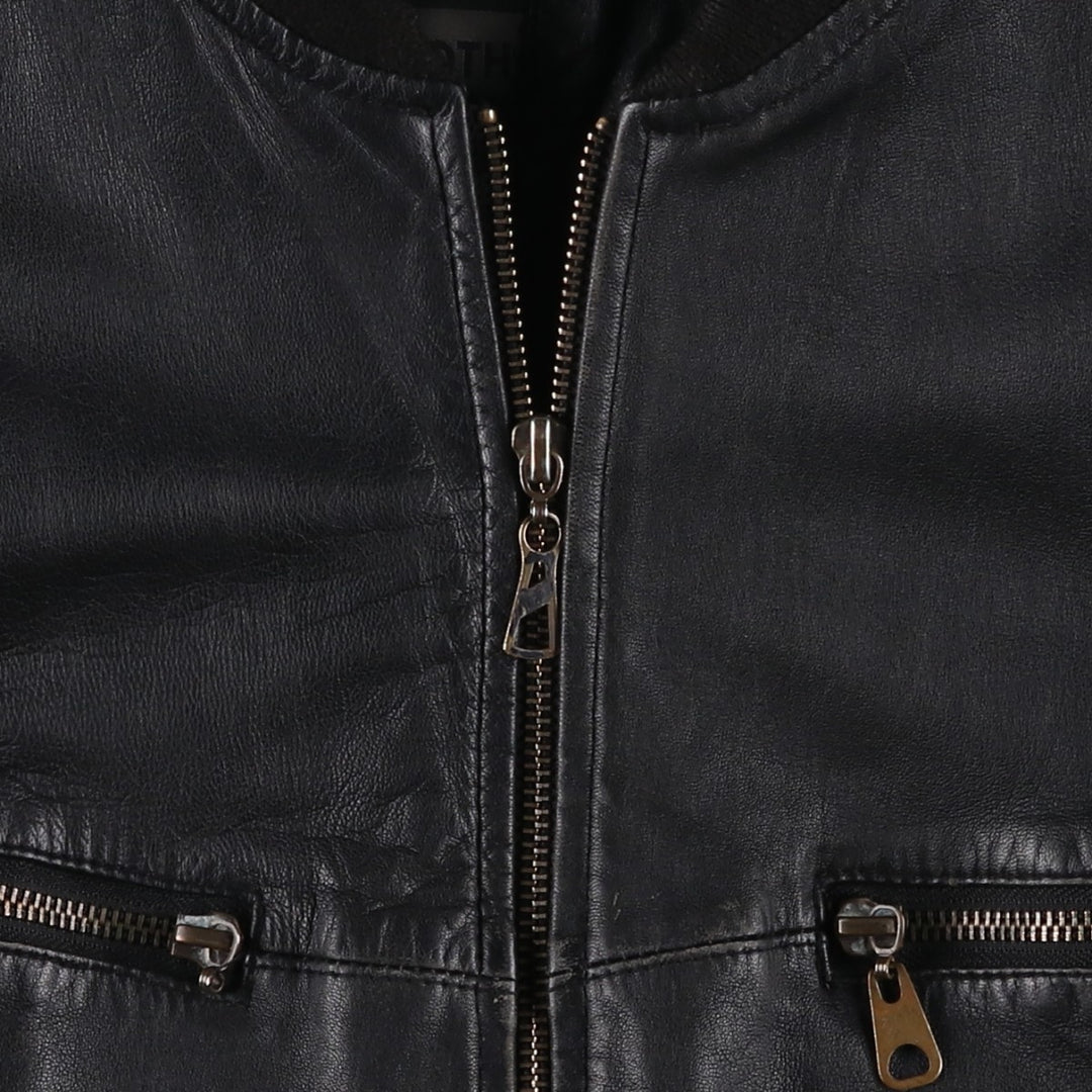 CITY COLLECTION SMOOTH Padded Leather Blouson, Men's Size M (approx.) Genuine Leather Lamb Leather black type Vintage Second Hand