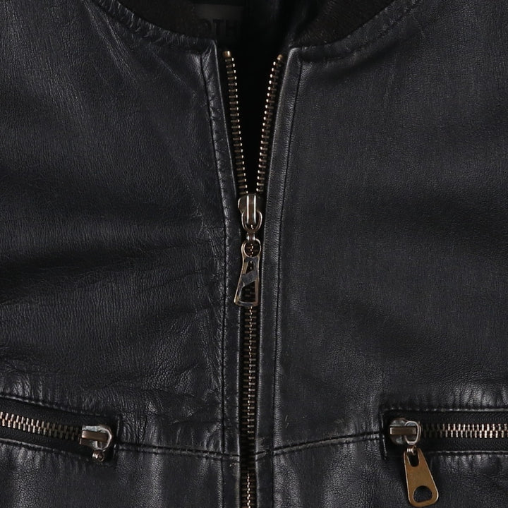 CITY COLLECTION SMOOTH Padded Leather Blouson, Men's Size M (approx.) Genuine Leather Lamb Leather black type Vintage Second Hand