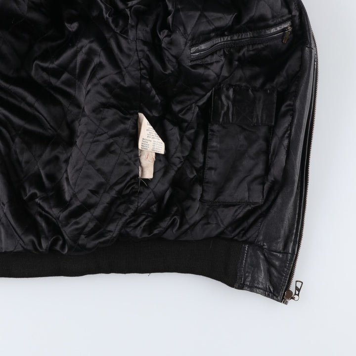 CITY COLLECTION SMOOTH Padded Leather Blouson, Men's Size M (approx.) Genuine Leather Lamb Leather black type Vintage Second Hand