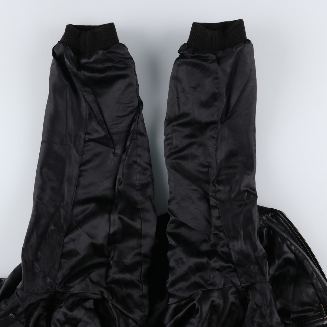 CITY COLLECTION SMOOTH Padded Leather Blouson, Men's Size M (approx.) Genuine Leather Lamb Leather black type Vintage Second Hand