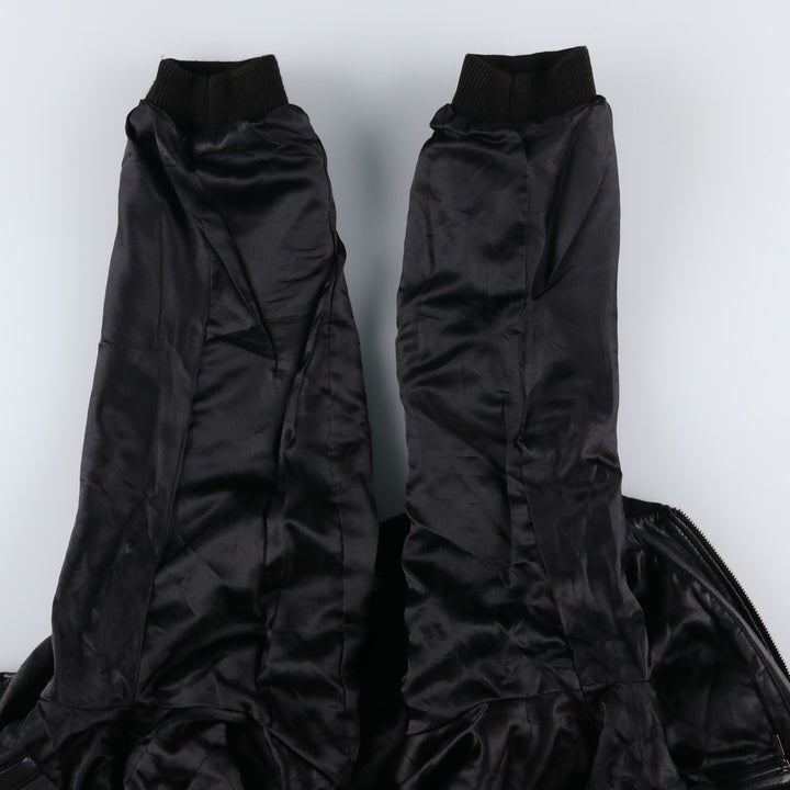 CITY COLLECTION SMOOTH Padded Leather Blouson, Men's Size M (approx.) Genuine Leather Lamb Leather black type Vintage Second Hand