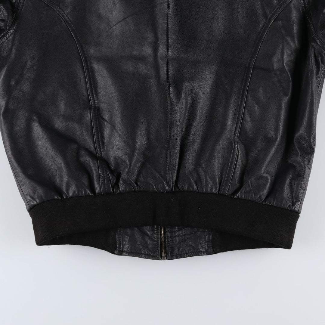 CITY COLLECTION SMOOTH Padded Leather Blouson, Men's Size M (approx.) Genuine Leather Lamb Leather black type Vintage Second Hand
