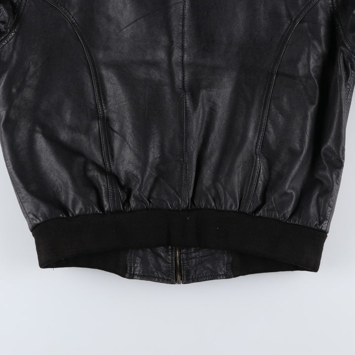 CITY COLLECTION SMOOTH Padded Leather Blouson, Men's Size M (approx.) Genuine Leather Lamb Leather black type Vintage Second Hand