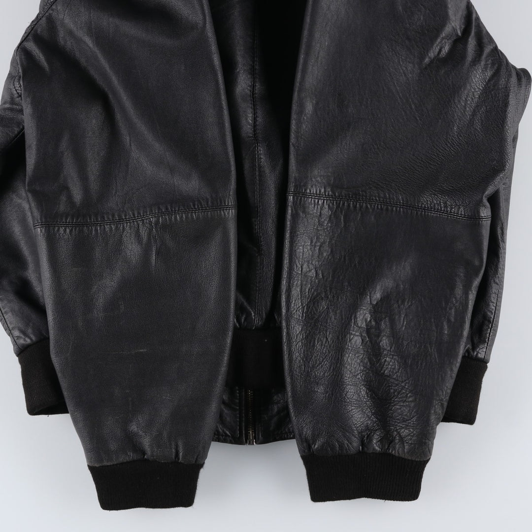 CITY COLLECTION SMOOTH Padded Leather Blouson, Men's Size M (approx.) Genuine Leather Lamb Leather black type Vintage Second Hand