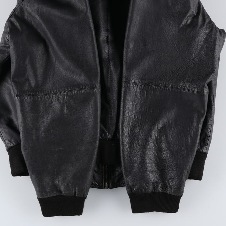 CITY COLLECTION SMOOTH Padded Leather Blouson, Men's Size M (approx.) Genuine Leather Lamb Leather black type Vintage Second Hand