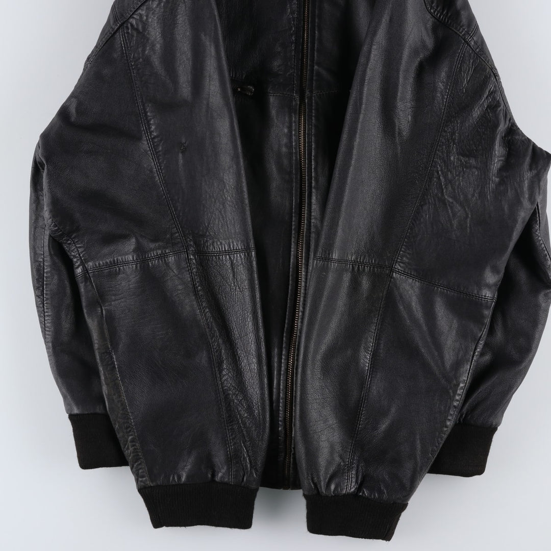CITY COLLECTION SMOOTH Padded Leather Blouson, Men's Size M (approx.) Genuine Leather Lamb Leather black type Vintage Second Hand