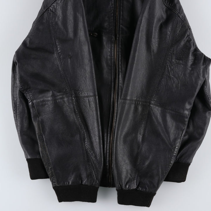 CITY COLLECTION SMOOTH Padded Leather Blouson, Men's Size M (approx.) Genuine Leather Lamb Leather black type Vintage Second Hand