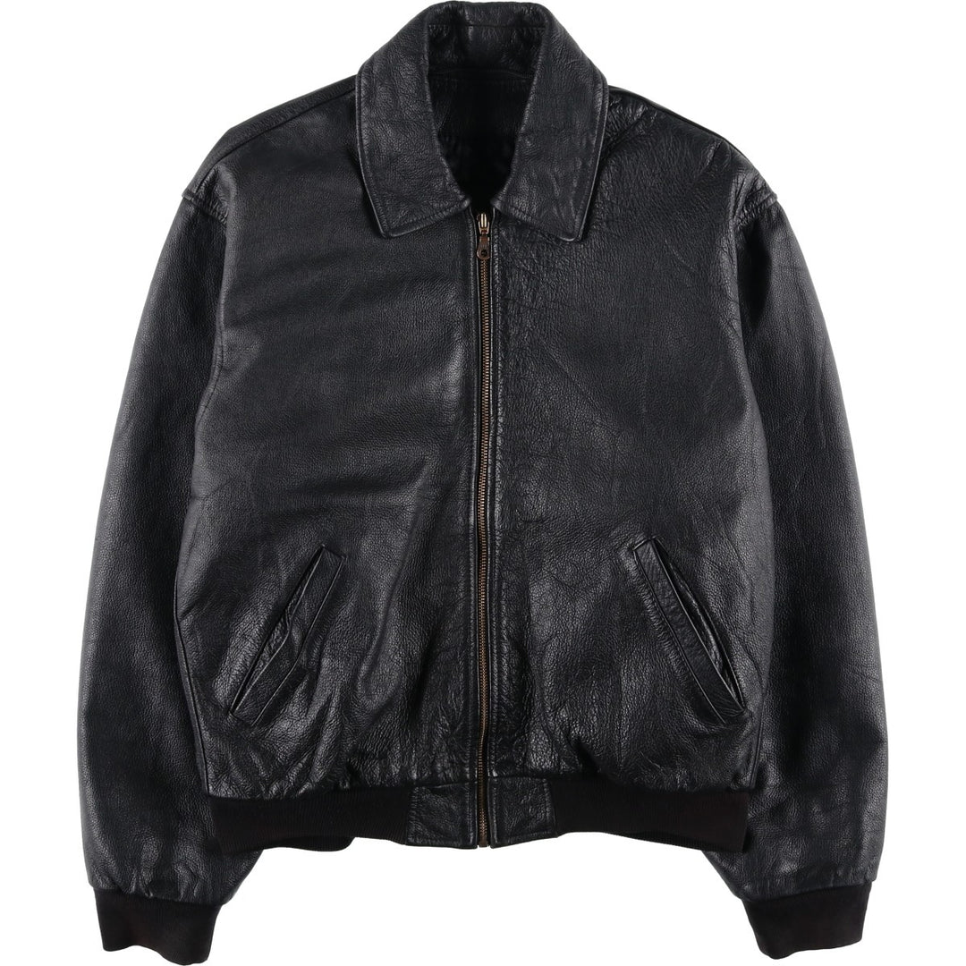 MARIGOT Swing Top Type Leather Blouson, Men's Size L (approx.) genuine leather black type Vintage Second Hand