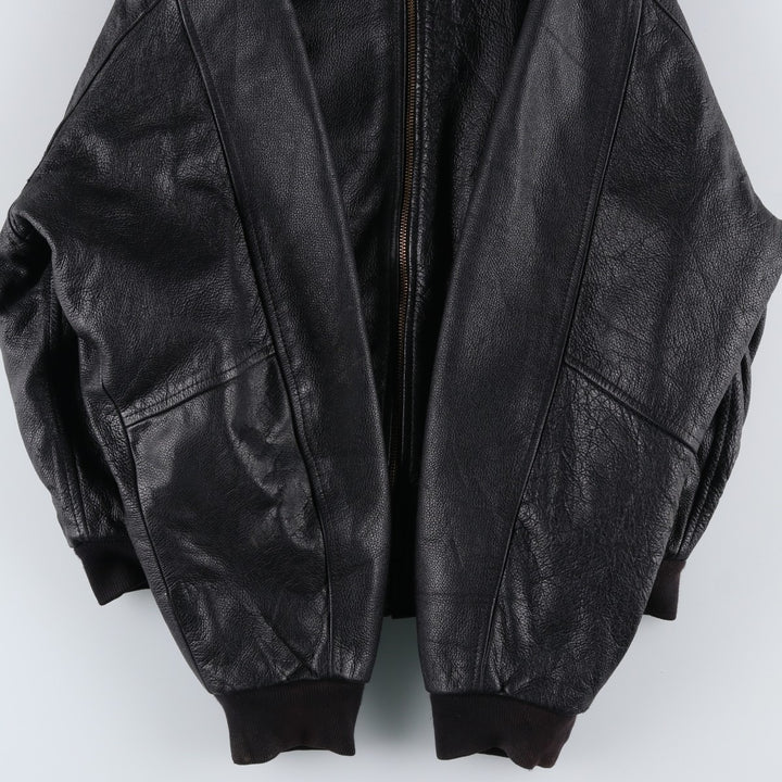 MARIGOT Swing Top Type Leather Blouson, Men's Size L (approx.) genuine leather black type Vintage Second Hand