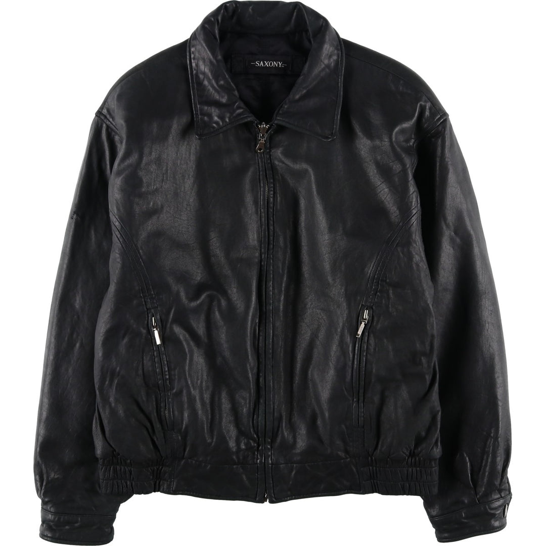 SAXONY Swing Top Type Reversible Leather Blouson, Men's Size L (approx.) genuine leather black type Vintage Second Hand