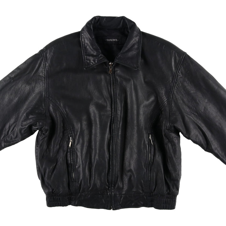 SAXONY Swing Top Type Reversible Leather Blouson, Men's Size L (approx.) genuine leather black type Vintage Second Hand