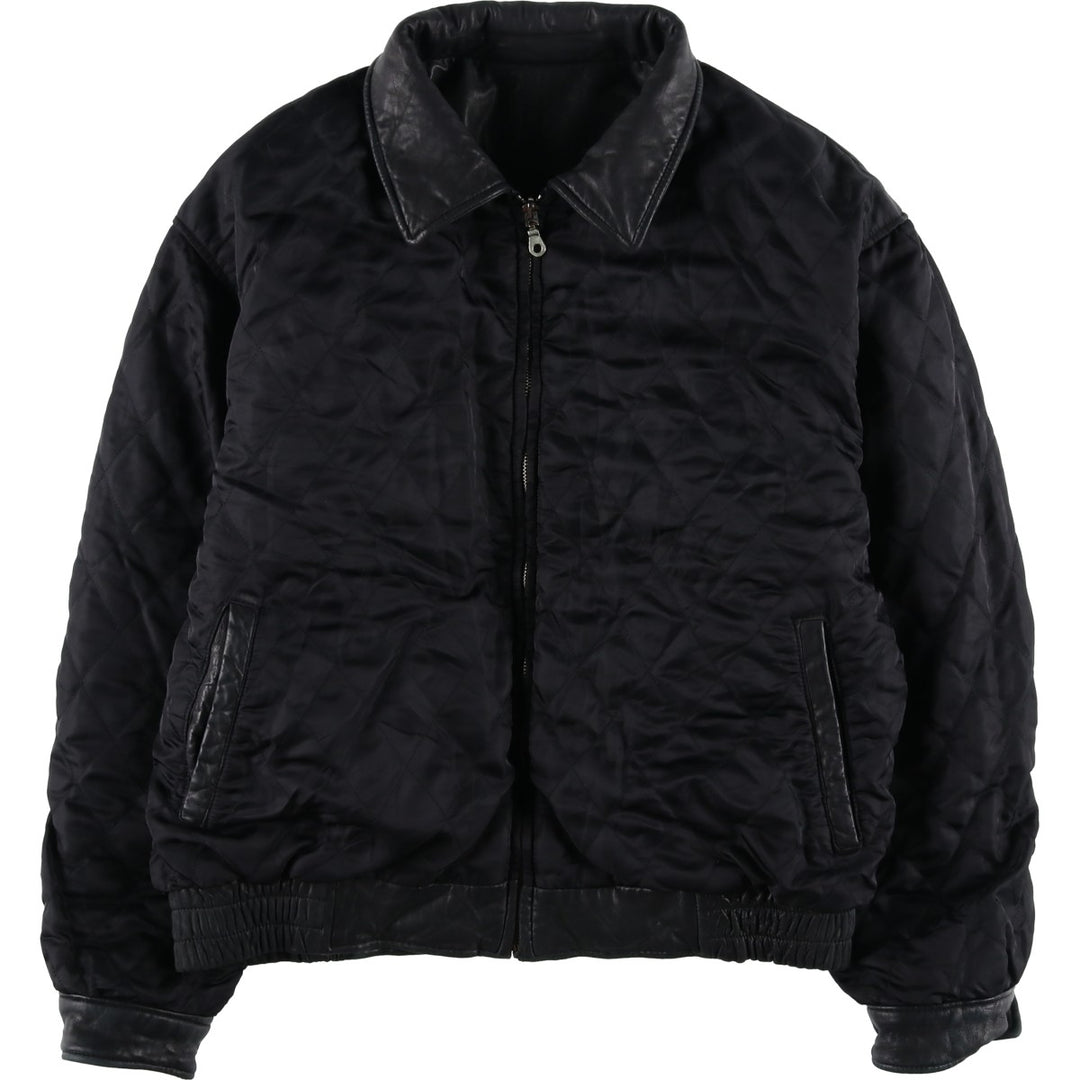 SAXONY Swing Top Type Reversible Leather Blouson, Men's Size L (approx.) genuine leather black type Vintage Second Hand