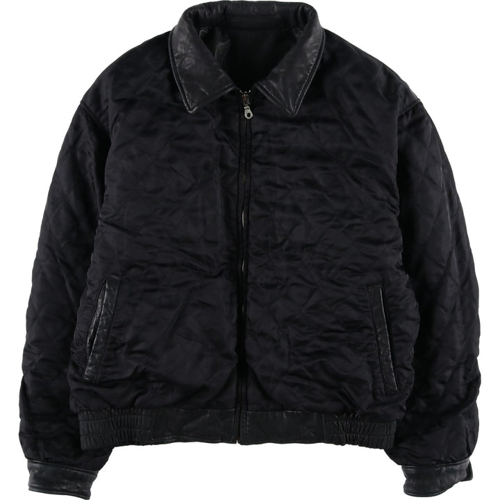 SAXONY Swing Top Type Reversible Leather Blouson, Men's Size L (approx.) genuine leather black type Vintage Second Hand