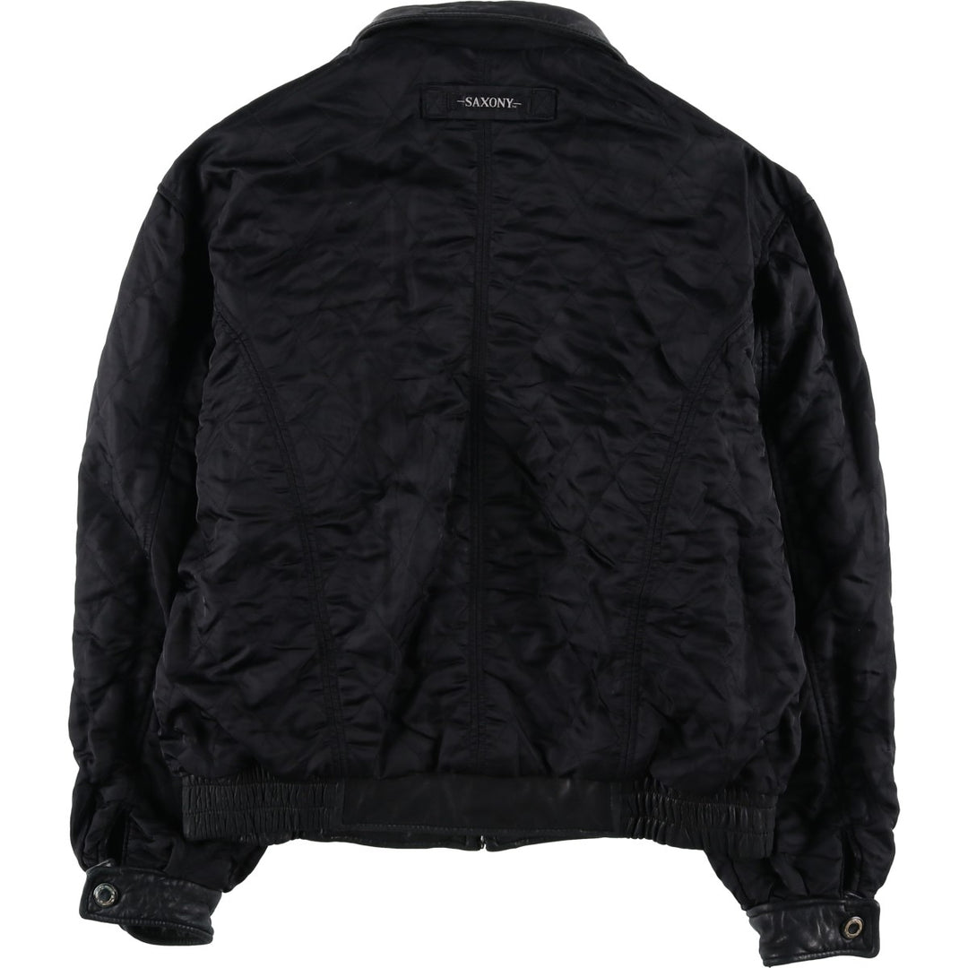 SAXONY Swing Top Type Reversible Leather Blouson, Men's Size L (approx.) genuine leather black type Vintage Second Hand