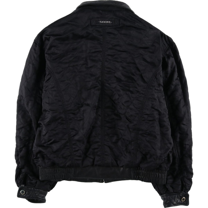 SAXONY Swing Top Type Reversible Leather Blouson, Men's Size L (approx.) genuine leather black type Vintage Second Hand