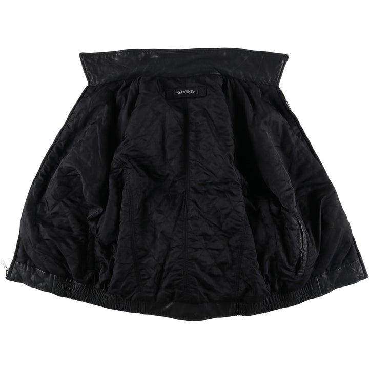 SAXONY Swing Top Type Reversible Leather Blouson, Men's Size L (approx.) genuine leather black type Vintage Second Hand